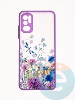 Накладка пластиковая с картинкой для Poco M3 Pro/Redmi Note 10 5G сиреневая стрекоза - фото 49268