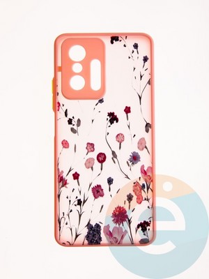 Накладка пластиковая с картинкой для Xiaomi Mi 11T розовая - фото 49324