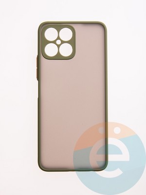 Накладка пластиковая с силиконовой окантовкой с защищенной камерой для Huawei Honor X8 2022 хаки - фото 49443