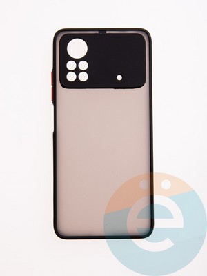 Накладка пластиковая с силиконовой окантовкой с защищенной камерой для Poco X4 Pro 5G черная - фото 49463