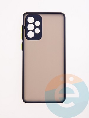 Накладка пластиковая с силиконовой окантовкой с защищенной камерой для Samsung Galaxy A73 синяя - фото 49475