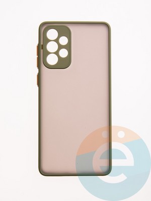 Накладка пластиковая с силиконовой окантовкой с защищенной камерой для Samsung Galaxy A73 хаки - фото 49479