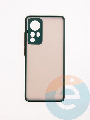 Накладка пластиковая с силиконовой окантовкой с защищенной камерой для Xiaomi Mi 12 зеленая - фото 49487