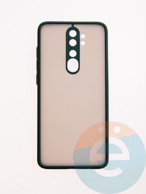 Накладка пластиковая с силиконовой окантовкой с защищенной камерой для Xiaomi Redmi Note 8 Pro зеленая - фото 49529