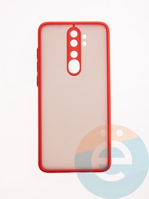 Накладка пластиковая с силиконовой окантовкой с защищенной камерой для Xiaomi Redmi Note 8 Pro красная - фото 49533