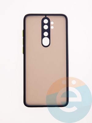 Накладка пластиковая с силиконовой окантовкой с защищенной камерой для Xiaomi Redmi Note 8 Pro синяя - фото 49537