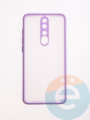 Накладка пластиковая с силиконовой окантовкой с защищенной камерой для Xiaomi Redmi Note 8 Pro сиреневая - фото 49541
