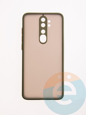Накладка пластиковая с силиконовой окантовкой с защищенной камерой для Xiaomi Redmi Note 8 Pro хаки - фото 49545