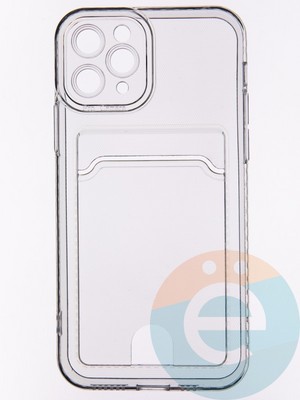 Накладка силиконовая с кардхолдером для Apple iPhone 11 Pro прозрачная - фото 53448