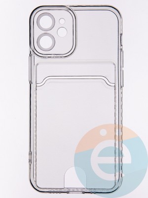 Накладка силиконовая с кардхолдером для Apple iPhone 12 Mini прозрачная - фото 53454