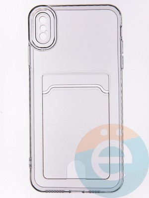 Накладка силиконовая с кардхолдером для Apple iPhone XS Max прозрачная - фото 53493