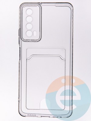 Накладка силиконовая с кардхолдером для Huawei P-Smart 2021 прозрачная - фото 53502