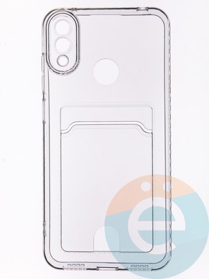 Накладка силиконовая с кардхолдером для Huawei Y7 2019 прозрачная - фото 53514