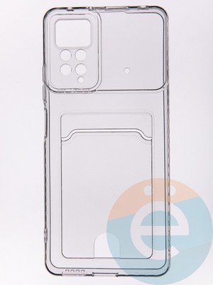 Накладка силиконовая с кардхолдером для Poco M4 Pro 5G прозрачная - фото 53526