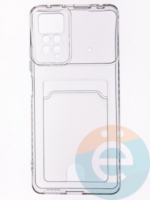 Накладка силиконовая с кардхолдером для Poco X4 Pro прозрачная - фото 53532