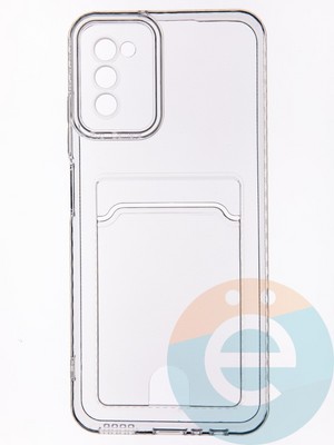 Накладка силиконовая с кардхолдером для Samsung Galaxy A02S прозрачная - фото 53535