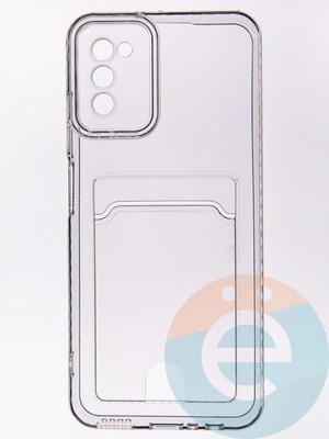 Накладка силиконовая с кардхолдером для Samsung Galaxy A03S прозрачная - фото 53540