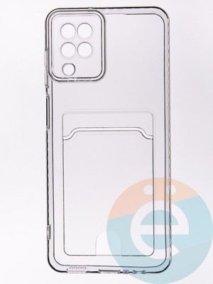Накладка силиконовая с кардхолдером для Samsung Galaxy A12 прозрачная - фото 53541