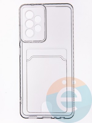 Накладка силиконовая с кардхолдером для Samsung Galaxy A52 прозрачная - фото 53557
