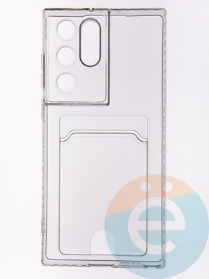 Накладка силиконовая с кардхолдером для Samsung Galaxy S21 Ultra прозрачная - фото 53572