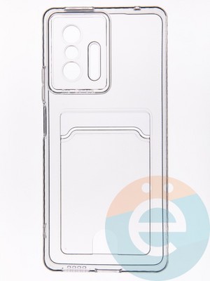 Накладка силиконовая с кардхолдером для Xiaomi Mi 11T прозрачная - фото 53591