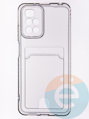 Накладка силиконовая с кардхолдером для Xiaomi Redmi 10 прозрачная - фото 53600