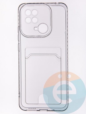 Накладка силиконовая с кардхолдером для Xiaomi Redmi 10C/Poco C40 прозрачная - фото 53603