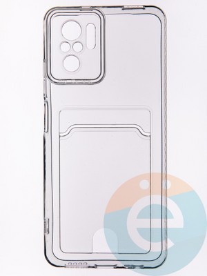 Накладка силиконовая с кардхолдером для Xiaomi Redmi Note 10 4G/Poco M5S прозрачная - фото 53615