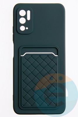Накладка силиконовая плетеная с кардхолдером для Poco M3 Pro/Redmi Note 10 5G зеленая - фото 50232