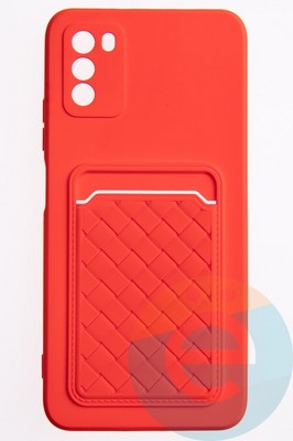Накладка силиконовая плетеная с кардхолдером для Poco M3 красная - фото 50255