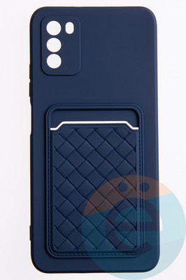 Накладка силиконовая плетеная с кардхолдером для Poco M3 синяя - фото 50263