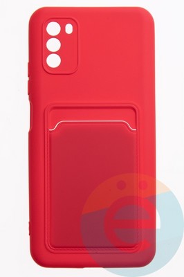 Накладка Soft touch с кармашком для Poco M3 красная - фото 52396