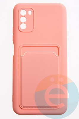 Накладка Soft touch с кармашком для Poco M3 розовая - фото 52400