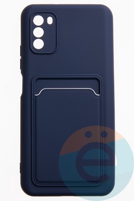 Накладка Soft touch с кармашком для Poco M3 синяя - фото 52404