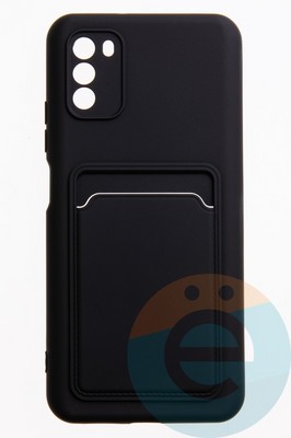 Накладка Soft touch с кармашком для Poco M3 черная - фото 52408