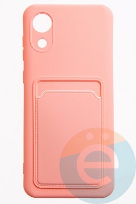 Накладка Soft touch с кармашком для Samsung Galaxy A03 Core розовая - фото 52431