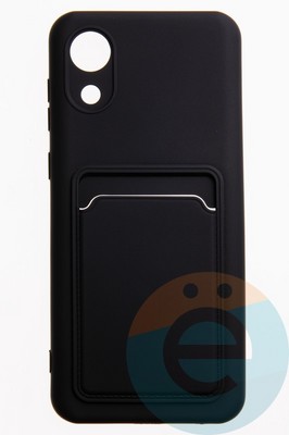 Накладка Soft touch с кармашком для Samsung Galaxy A03 Core черная - фото 52439
