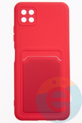 Накладка Soft touch с кармашком для Samsung Galaxy A22S/A22 5G красная - фото 52443