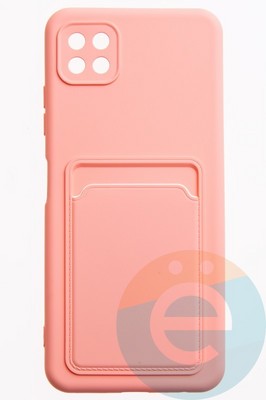 Накладка Soft touch с кармашком для Samsung Galaxy A22S/A22 5G розовая - фото 52447