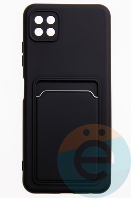Накладка Soft touch с кармашком для Samsung Galaxy A22S/A22 5G черная - фото 52455