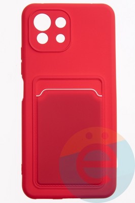 Накладка Soft touch с кармашком для Xiaomi Mi 11 Lite красная - фото 52477