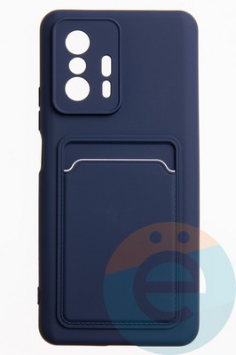 Накладка Soft touch с кармашком для Xiaomi Mi 11 Lite синяя - фото 51858