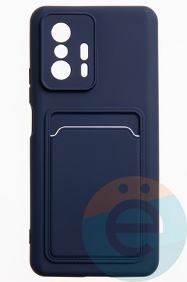Накладка Soft touch с кармашком для Xiaomi Mi 11T синяя - фото 51874