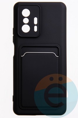 Накладка Soft touch с кармашком для Xiaomi Mi 11T черная - фото 51875