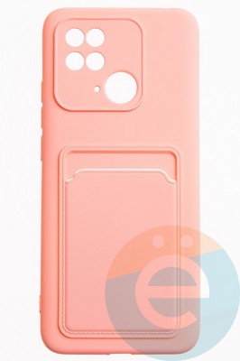 Накладка Soft touch с кармашком для Xiaomi Redmi 10C/Poco C40 розовая - фото 51882