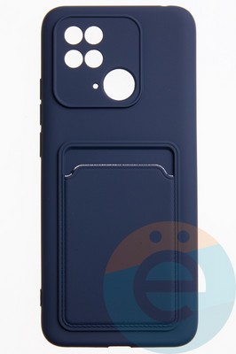 Накладка Soft touch с кармашком для Xiaomi Redmi 10C/Poco C40 синяя - фото 51886