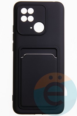 Накладка Soft touch с кармашком для Xiaomi Redmi 10C/Poco C40 черная - фото 51890