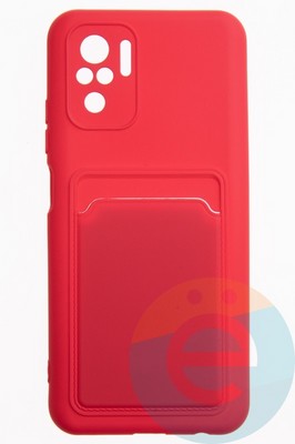 Накладка Soft touch с кармашком для Xiaomi Redmi Note 10 4G/Poco M5S красная - фото 51894