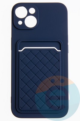 Накладка силиконовая плетеная с кардхолдером для Apple iPhone 13 синяя - фото 52006