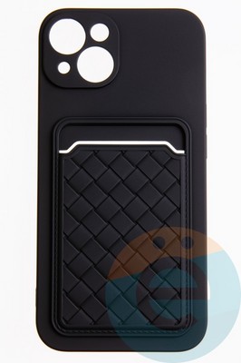 Накладка силиконовая плетеная с кардхолдером для Apple iPhone 13 черная - фото 52010